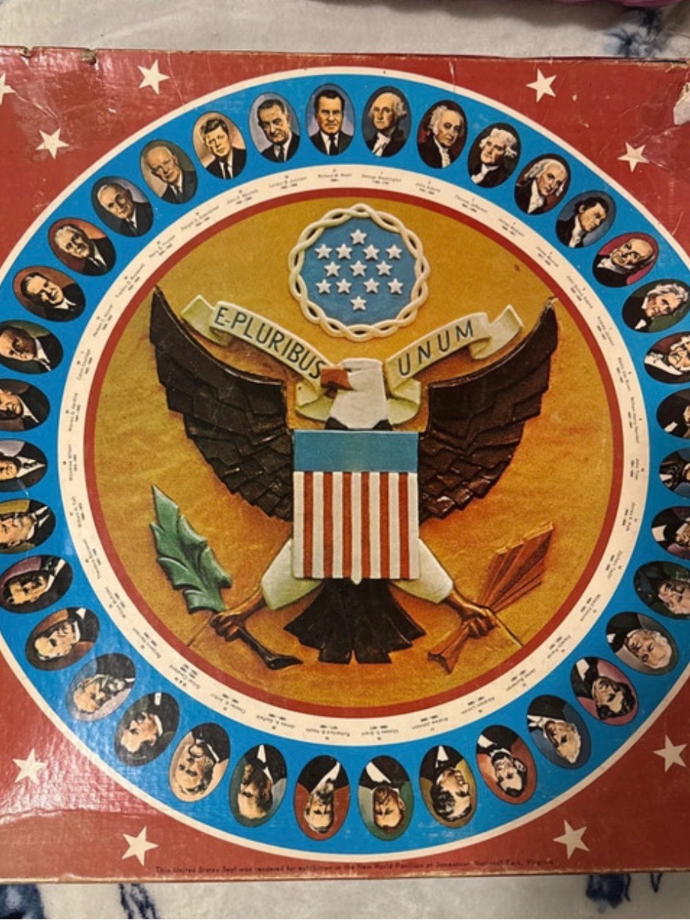 Vintage Patriotic Eagle Emblem Print - Red, Blue, Gold Puzzle